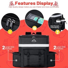Food Delivery Backpack, Insulated Bags for Bike, Large Pizza Delivery Bag for HO