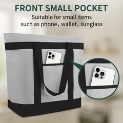 CIVJET 2PK Insulated Grocery Bags, 39L Large Reusable One Size, Grey & Green