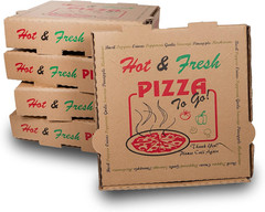 50 Pack Pizza Box 4 Color Print Hot & Fresh Pizza Brown Color (8″ X 8″)