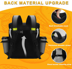 Mochila Delivery XXL Térmica Expandible 7 Portavasos Pizza Bike Negro, Nuevo