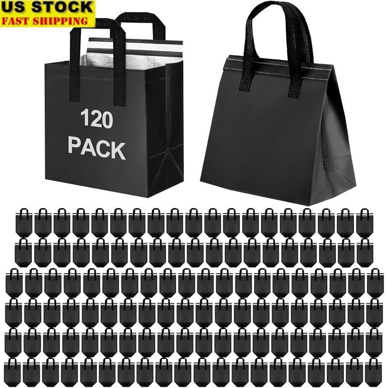 Insulated Cooler Bags 120 Pack Thermal Food Delivery Storage Reusable Bags New