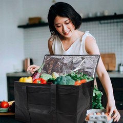 Black Insulated Food Delivery Bag 20 x 13 x 10 Inches. Pack of 2 Insulated Gr…