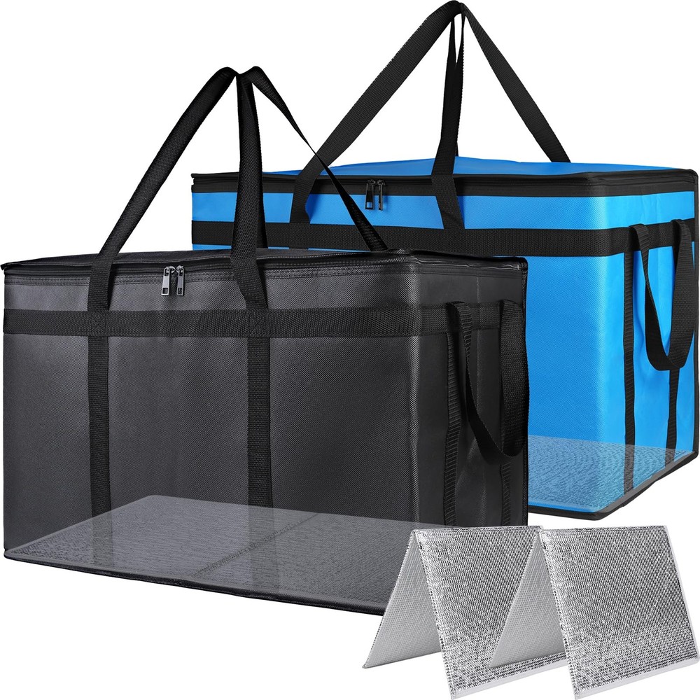 Bodaon 2PK Cooler Insulated Food Delivery Bag with Bottom for Doordash/Uber
