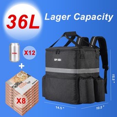 Food Delivery Backpack with 4 Cup Holder, Insulated Pizza Delivery Bag for De…