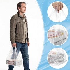 50 Pcs 3.15 Mil Large Plastic Take out Bags with Handles Heavy Duty Clear Sho…