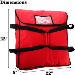 Pizza Warmer Bag Thermal Food Delivery Heavy Duty 22x22x8 Red