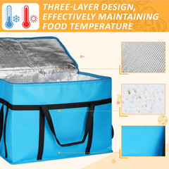 5 Pack Insulated Food Delivery Bag with 2 Hard Bottom Xxx-Large Warming Bag Reus