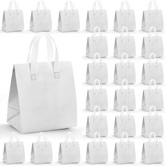ZENFUN Set of 25 Insulated Take Away Bags, Small Medium, White