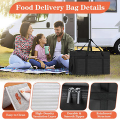 PEASUG XXXL Insulated Bags for Food Delivery with Removable Hard Bottom,Pizza De