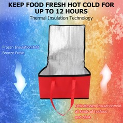 2Pcs Portable Handle Food Bag Thermal Food Bag Zipper Insulated Delivery Pouch