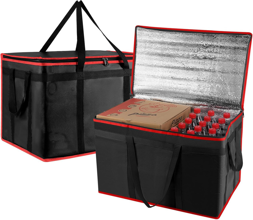 2PK XXXL Insulated Food Delivery Bag — Reusable Thermal Cooler Grocery Bags for