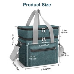 EEEKit Insulated Lunch Bag 14L Double Compartment Leakproof — Cooler Navy