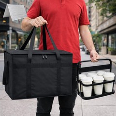 Cooler Insulated Food Delivery Bag & Drink Carrier with 20″ x x 6″, Black