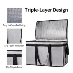 Bodaon Insulated Bags for Delivery, Insulated Food Delivery Bag, Xxx-Large Insul