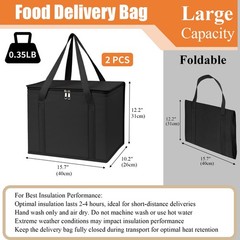 XL Insulated Food Delivery Bags — 2 Pack Heavy-Duty Cooler for Catering