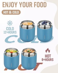 HAWEEK 17oz Insulated Food Jar — Hot Soup Thermo for Adults & Kids w/ Spoon