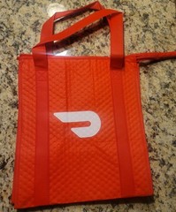 Doordash Red Insulated Food Pan Bag Logo, Approx. 15″ x 13″ x 9″ NOT pizza bag