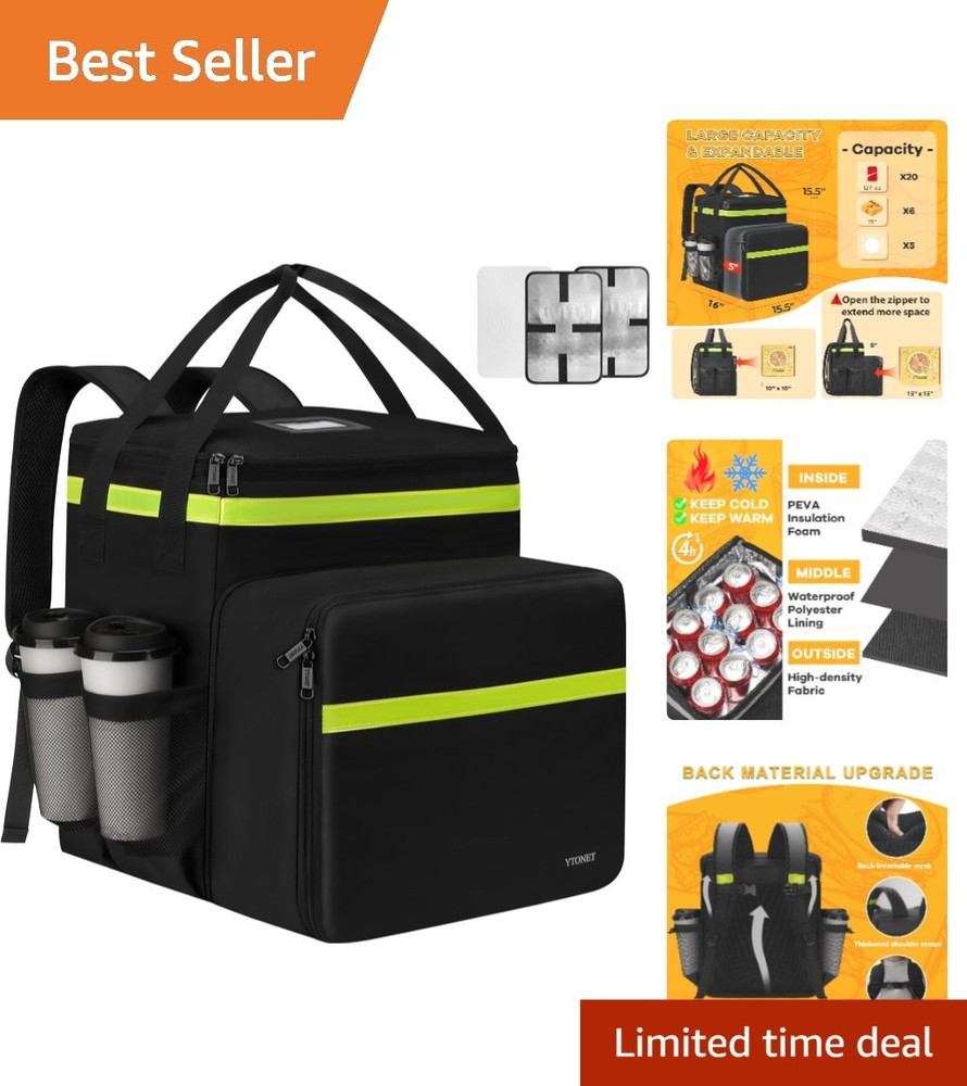 Insulated Food Delivery Backpack for Hot Cold Food with Expandable Design
