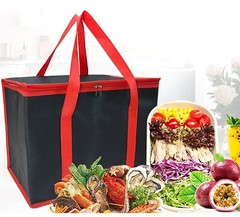 Black Pizza Delivery Bag 16x13x10.2 Inch 2 Layer Non Woven Thermal Insulation