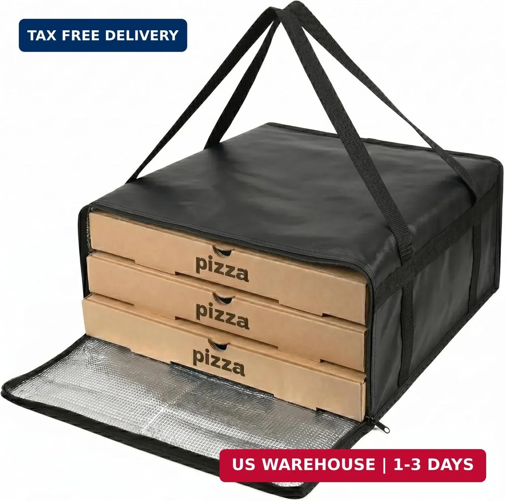 19.6″ x 19.6″ x 5.9″ Insulated Pizza Delivery Bag with Zipper Closure, Thermal F
