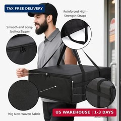 19.6″ x 19.6″ x 5.9″ Insulated Pizza Delivery Bag with Zipper Closure, Thermal F