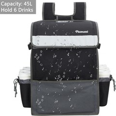 Insulated Food Delivery Backpack with 6 Cup Holders Reflective Straps Black