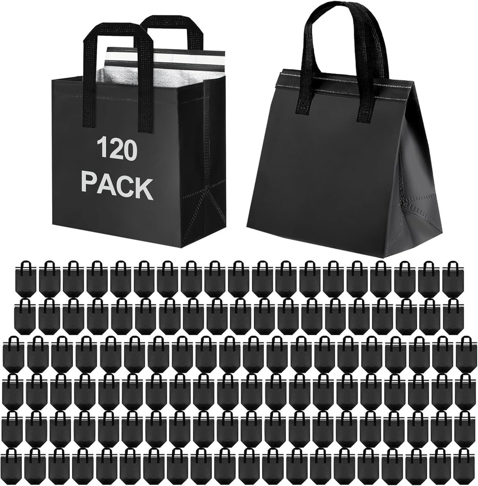 120 Pack Insulated Take Out Bags for Hot & Cold Food, Thermal Delivery Bags