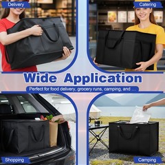 Exclaith 3 Pack Large Insulated Food Delivery Bag with hard bottom XXXL Large…