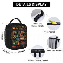 Uivebres Book Insulated Lunch Box for Women Men Large Reusable One Size,