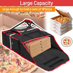 Insulated Pizza Delivery Bag, 20»L X 20»W X 8»H Professional Thermal Pizza Wa
