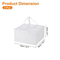 Insulated Reusable Grocery Bags with Zipper and Handle (White, 15.7″x15.7″x8.7″)