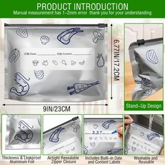 10PCS Reusable Aluminum Foil Sealable Storage Bags,Leakproof 17.2*23CM, Gray
