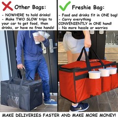 FRESHIE Insulated Food Delivery Bag with Cup Holders/Drink Carriers Premium, …