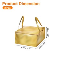 Insulated Reusable Grocery Bags with Zipper and Handle (Gold, 15.7″x15.7″x8.7″)