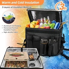 Insulated Food Delivery Bag 17.3×13.5×12.5 Inch Cup Holder Support Frame Divider