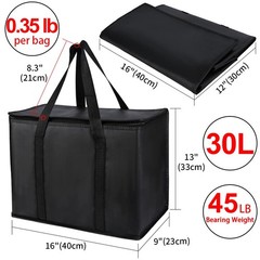 1-Pack Insulated Reusable Grocery Bags X-Large Insulated Food Delivery Bag
