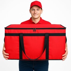 Red Insulated Grocery and Food Delivery Bag — XXX-Large Size with Zipper Closure
