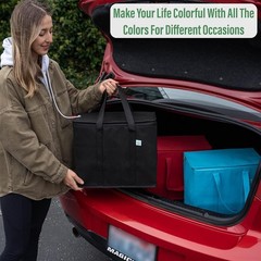 2 Pack Cooler Bags — Insulated For Food Delivery Collapsible & Reusable Black