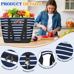HUANLANG Cooler Bag Insulated for Travel,Large One Size, Dark Blue and White
