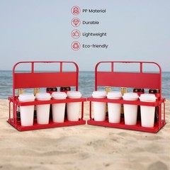 Portable Reusable Drink Carrier with Handle — 8 Cup Holder for Delivery, Foldabl