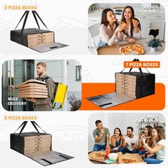Bodaon Pizza Bags for Delivery, 20″ x x 14″ x x 14″H, Black