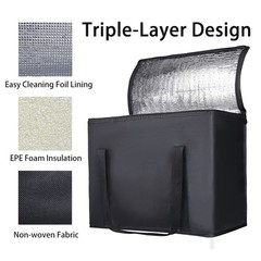 2 Pack Insulated Reusable Grocery Bag with Zippered Top X-Large Frozen Foods