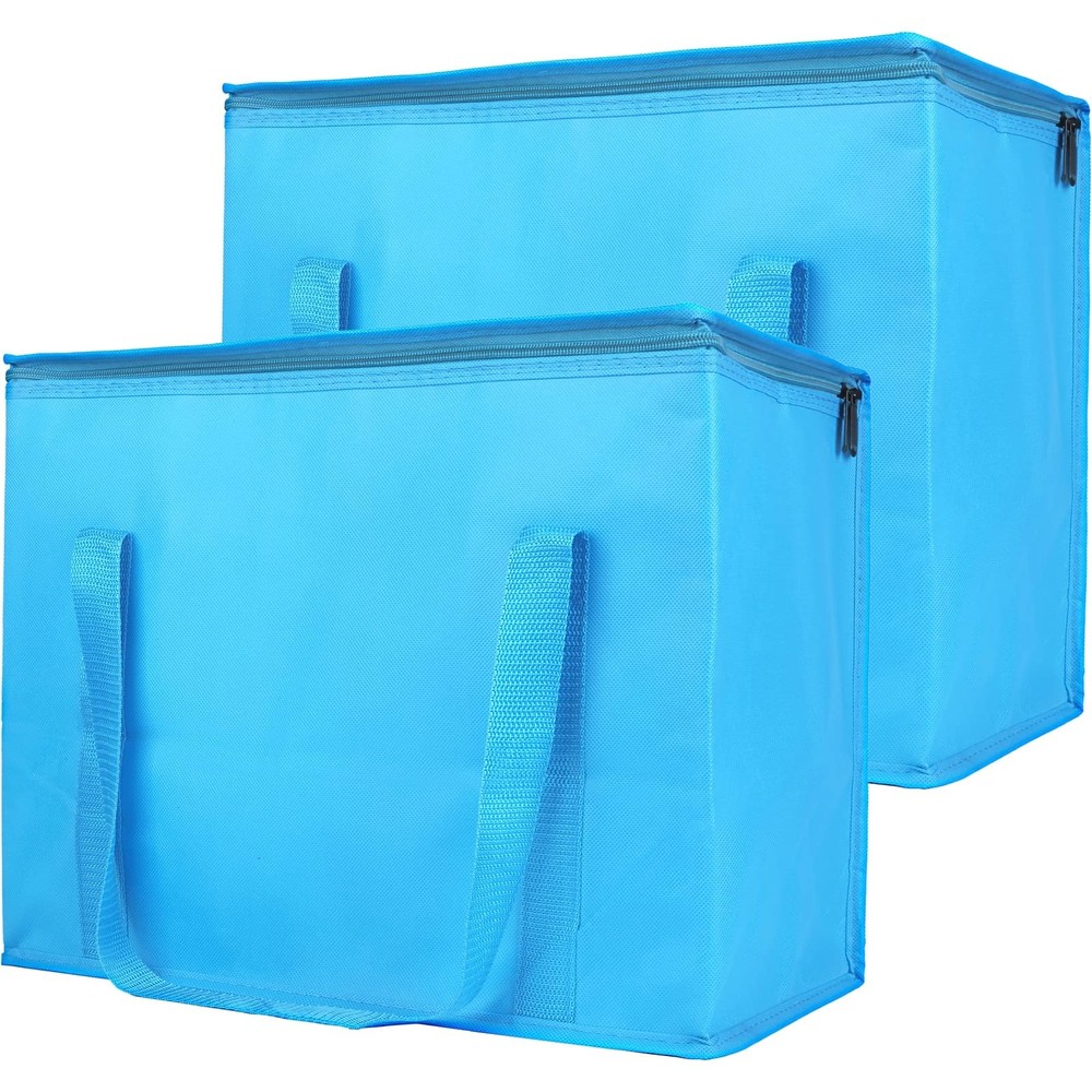 2 Pack Extra Large Insulated Reusable Grocery Bag with Zipper Top for Shopping