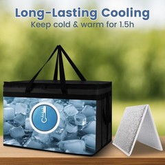 Cooler Insulated Food Delivery Bag & Drink Carrier with 20″ x x 6″, Black