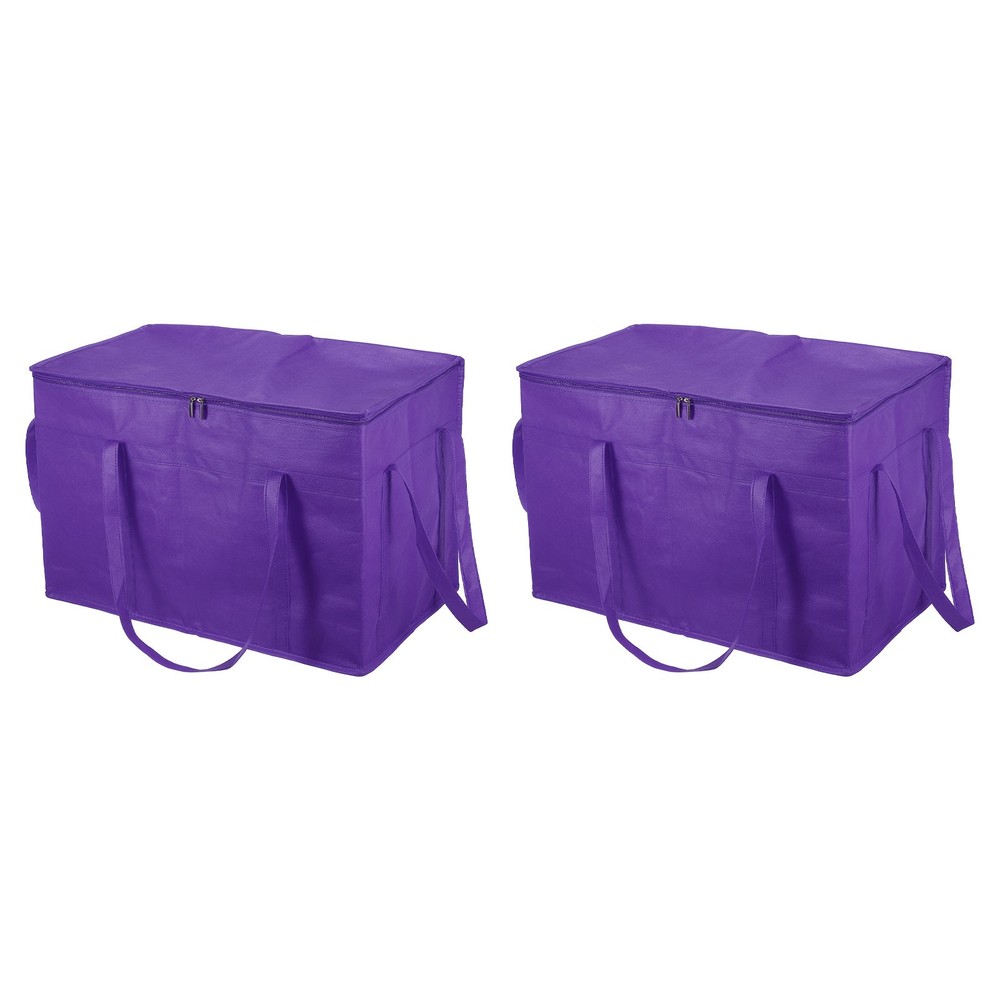 Insulated Reusable Grocery Bags with Zipper and Handle (Purple, 22.8″x13.8″x15″)