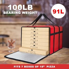 2 PCS Insulated Pizza Delivery Bag 24x24x14 Inch Warmer Carrier Cooler Red