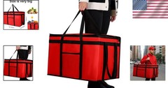 Durable Red and Black Insulated Delivery Bag — 60lbs Capacity for Catering Needs