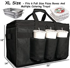 Insulated Food Delivery Bag with Cup Drink Holders for Beverages Grocery Pizza