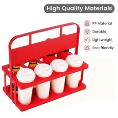Portable Reusable Drink Carrier with Handle — 8 Cup Holder for Delivery, Foldabl