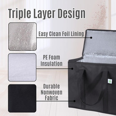 3 Pack Insulated Reusable Grocery Shopping Bag, Food Delivery, Cooler Bag, Heavy